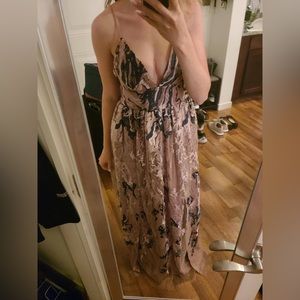 Pink gown with slits